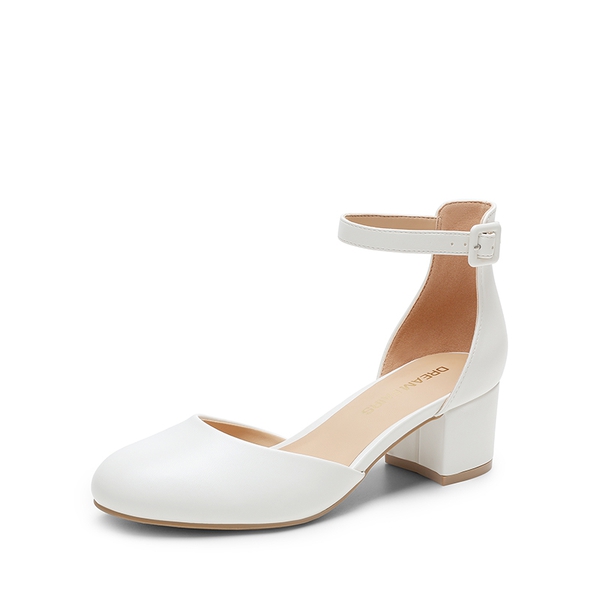 Women’s Round-Toe D’Orsay Block Heel Pumps - WHITE -  0