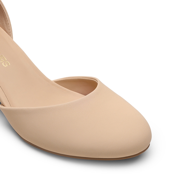 Women’s Round-Toe D’Orsay Block Heel Pumps - NUDE - 1