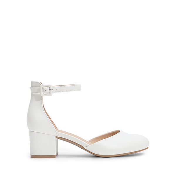 Women’s Round-Toe D’Orsay Block Heel Pumps - WHITE - 2