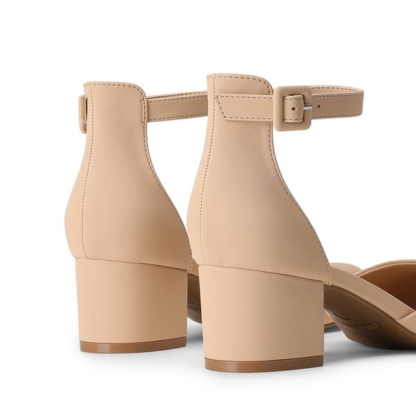 Women’s Round-Toe D’Orsay Block Heel Pumps - NUDE - 3