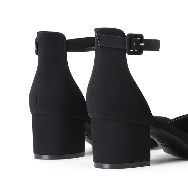 Women’s Round-Toe D’Orsay Block Heel Pumps - BLACK-NUBUCK - 3