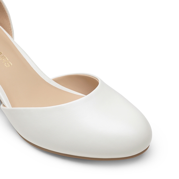 Women’s Round-Toe D’Orsay Block Heel Pumps - WHITE - 1