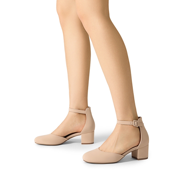 Women’s Round-Toe D’Orsay Block Heel Pumps - NUDE - 6