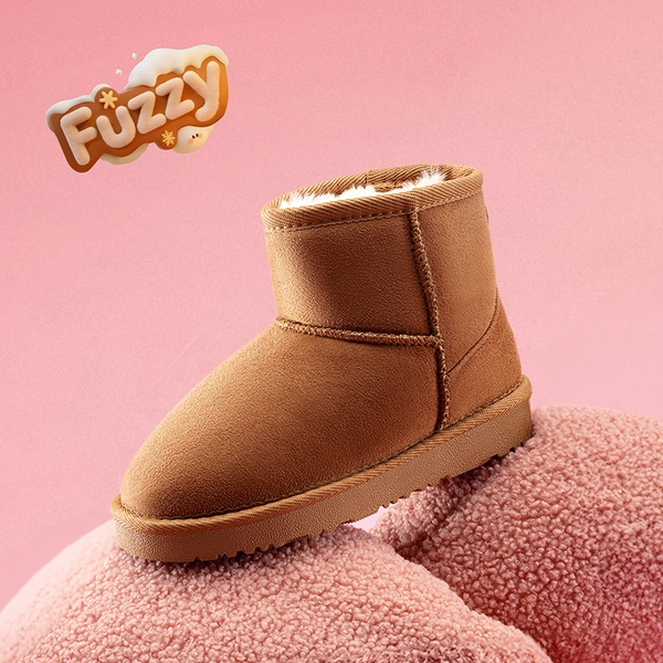 [FuzzyClassic Kid's Low Boot] Kids Faux Fur-Lined Snow Boots - CAMEL - 4