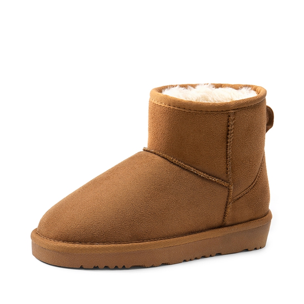 [FuzzyClassic Kid's Low Boot] Kids Faux Fur-Lined Snow Boots - CAMEL -  0