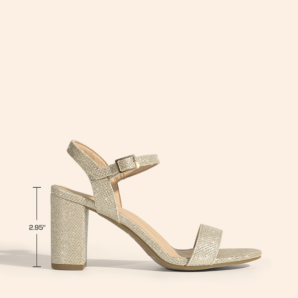 Minimalist Vegan Leather Block Heel Sandals - GOLD - 1