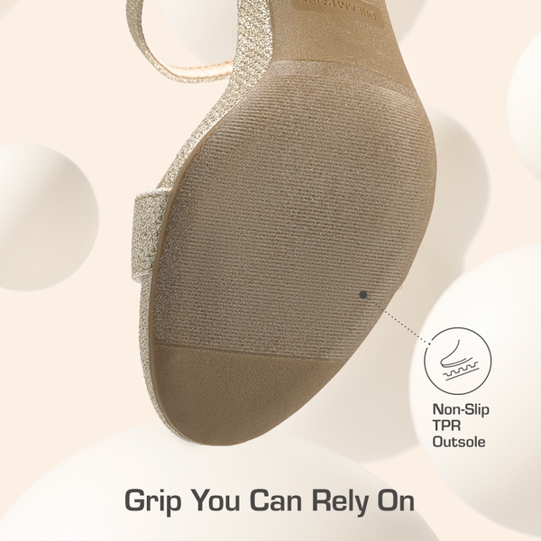 Minimalist Vegan Leather Block Heel Sandals - GOLD - 4