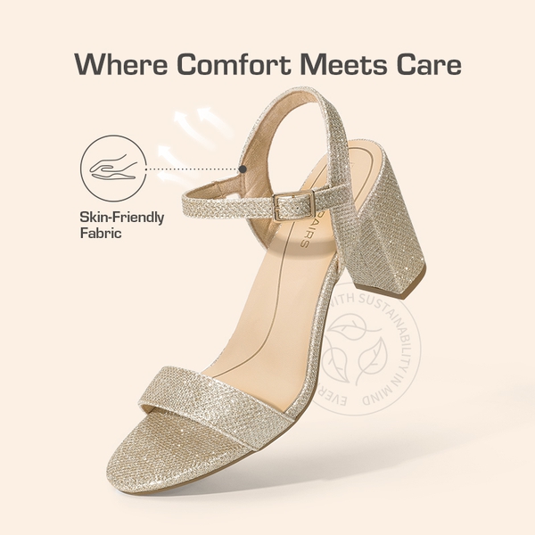 Minimalist Vegan Leather Block Heel Sandals - GOLD - 5