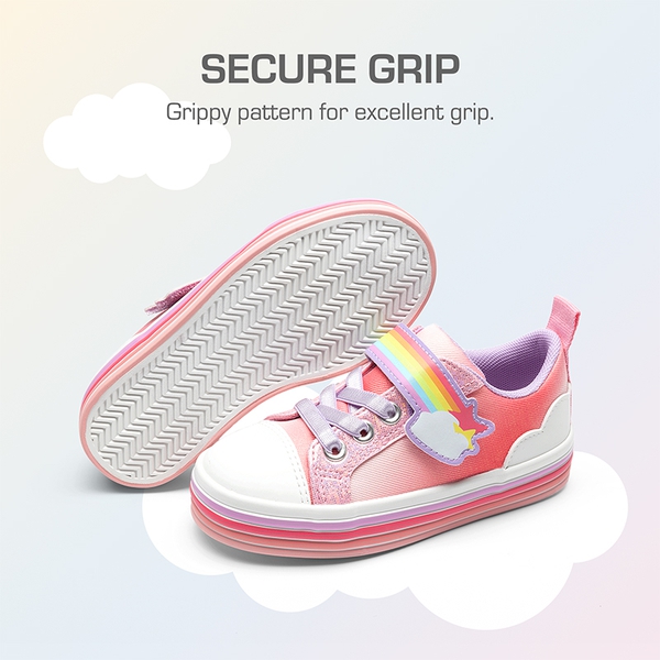 Girls’ Rainbow Ombre Hook-and-Loop Sneakers - RAINBOW/PINK - 4