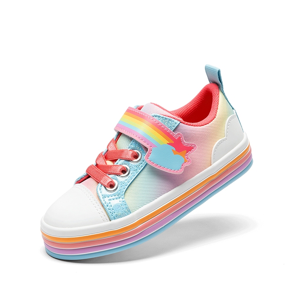 Girls’ Rainbow Ombre Hook-and-Loop Sneakers - RAINBOW/BLUE -  0