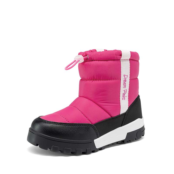 Kids’ Adjustable Drawstring Winter Snow Boots - BABY PINK -  0