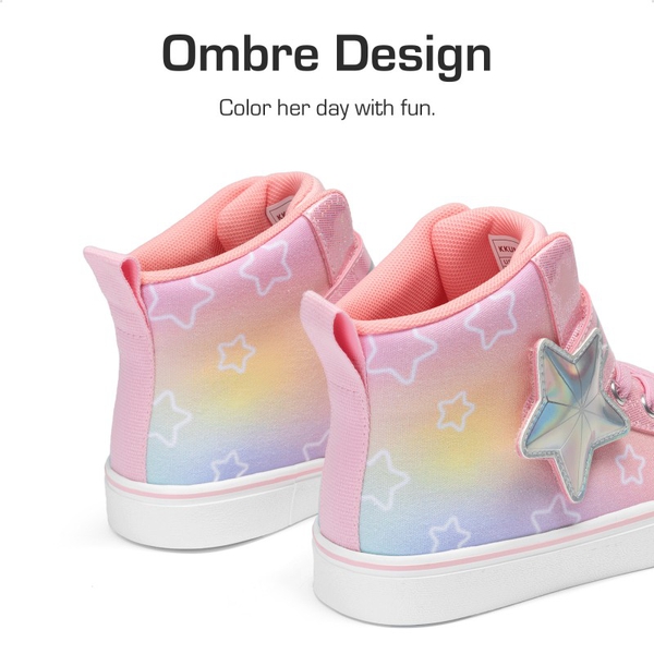 Girls’ Ombre High-Top Sneakers - RAINBOW/PINK - 3