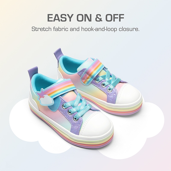 Girls’ Rainbow Ombre Hook-and-Loop Sneakers - RAINBOW/PURPLE - 2