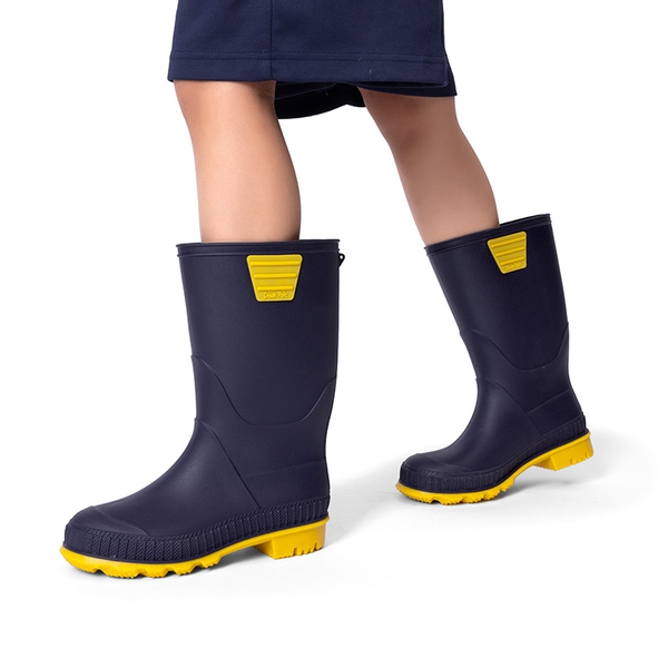 Kids’ Waterproof Slip-On Rain Boots - NAVY/YELLOW - 4