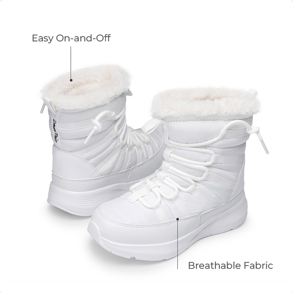 Kids’ Faux Fur Winter Snow Boots - WHITE - 4
