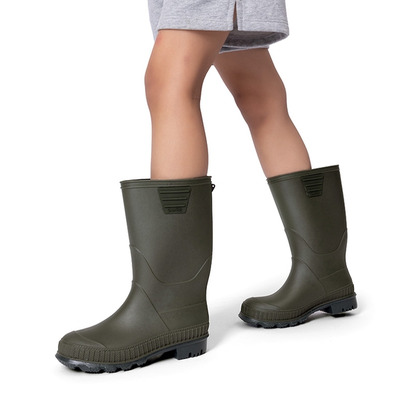 Kids’ Waterproof Slip-On Rain Boots - OLIVE - 4
