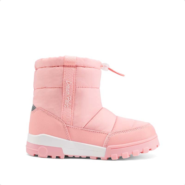 Kids’ Adjustable Drawstring Winter Snow Boots - PINK - 1