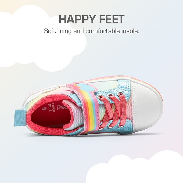 Girls’ Rainbow Ombre Hook-and-Loop Sneakers - RAINBOW/BLUE - 3