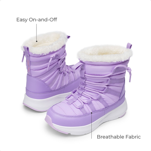 Kids’ Faux Fur Winter Snow Boots - PURPLE - 4