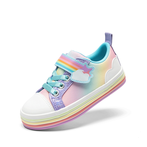 Girls’ Rainbow Ombre Hook-and-Loop Sneakers - RAINBOW/PURPLE -  0