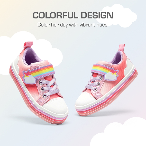 Girls’ Rainbow Ombre Hook-and-Loop Sneakers - RAINBOW/PINK - 1