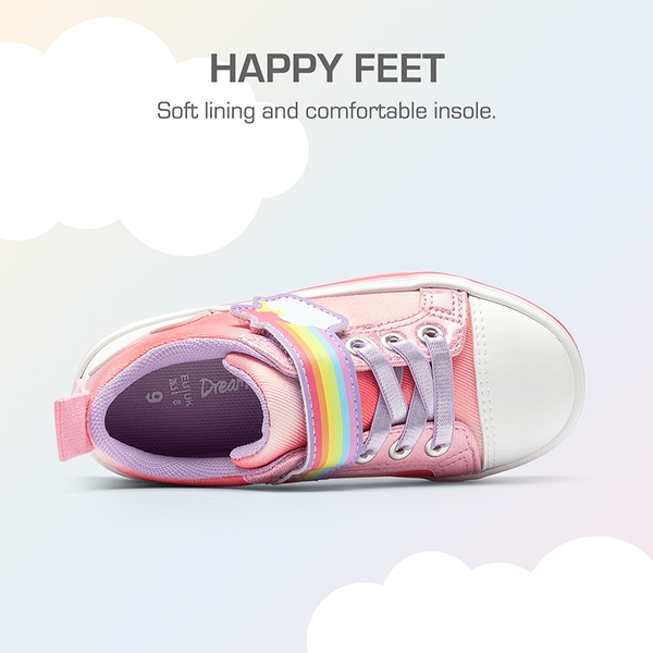 Girls’ Rainbow Ombre Hook-and-Loop Sneakers - RAINBOW/PINK - 3