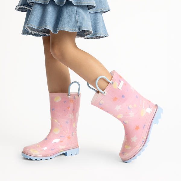 Kids’ Waterproof Handle-Top Rain Boots - PINK - 5