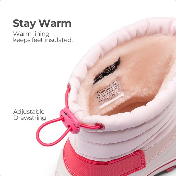 Kids’ Waterproof Slip-On Winter Snow Boots - PINK - 2