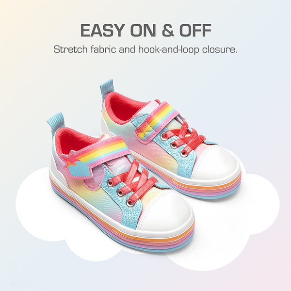 Girls’ Rainbow Ombre Hook-and-Loop Sneakers - RAINBOW/BLUE - 2