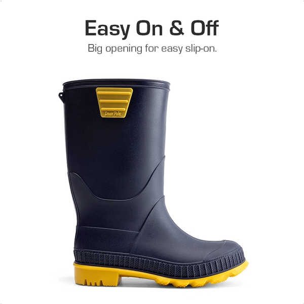 Kids’ Waterproof Slip-On Rain Boots - NAVY/YELLOW - 1
