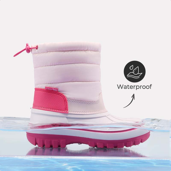 Kids’ Waterproof Slip-On Winter Snow Boots - PINK - 1