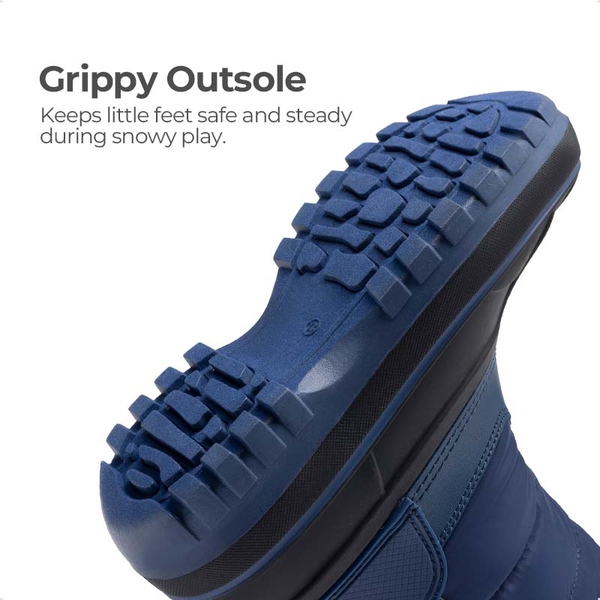 Kids’ Waterproof Slip-On Winter Snow Boots - NAVY - 3