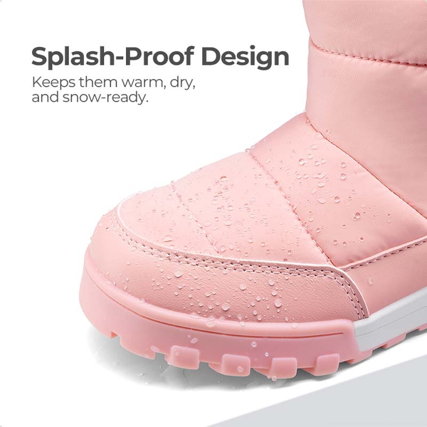 Kids’ Adjustable Drawstring Winter Snow Boots - PINK - 2