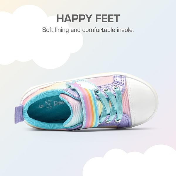 Girls’ Rainbow Ombre Hook-and-Loop Sneakers - RAINBOW/PURPLE - 3