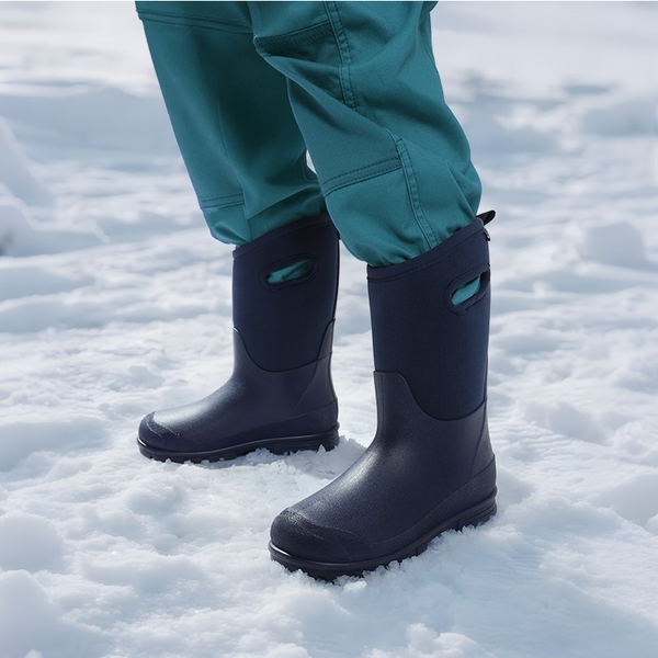 Kids’ Camo Pull-On Winter Snow Boots - NAVY - 5