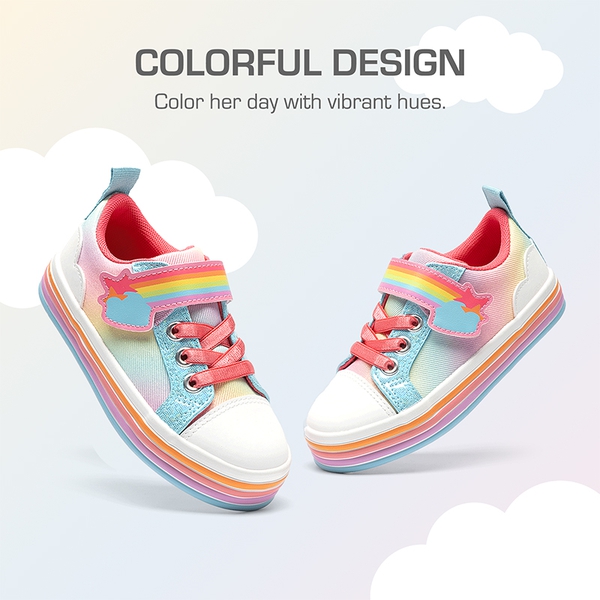 Girls’ Rainbow Ombre Hook-and-Loop Sneakers - RAINBOW/BLUE - 1