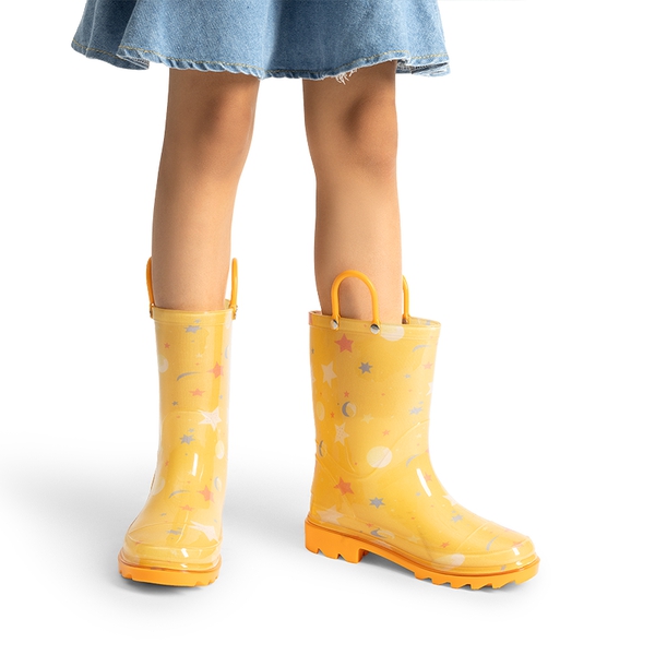 Kids’ Waterproof Handle-Top Rain Boots - ORANGE - 5