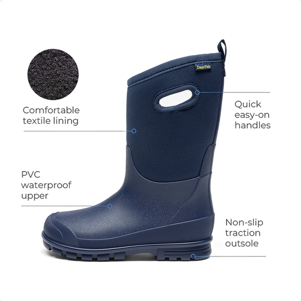 Kids’ Camo Pull-On Winter Snow Boots - NAVY - 2
