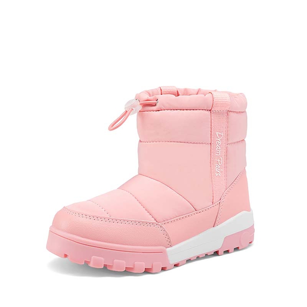 Kids’ Adjustable Drawstring Winter Snow Boots - PINK -  0