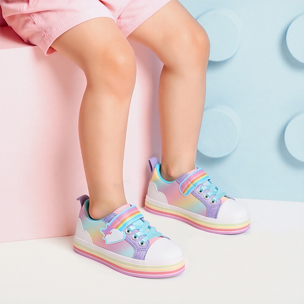 Girls’ Rainbow Ombre Hook-and-Loop Sneakers - RAINBOW/PURPLE - 5