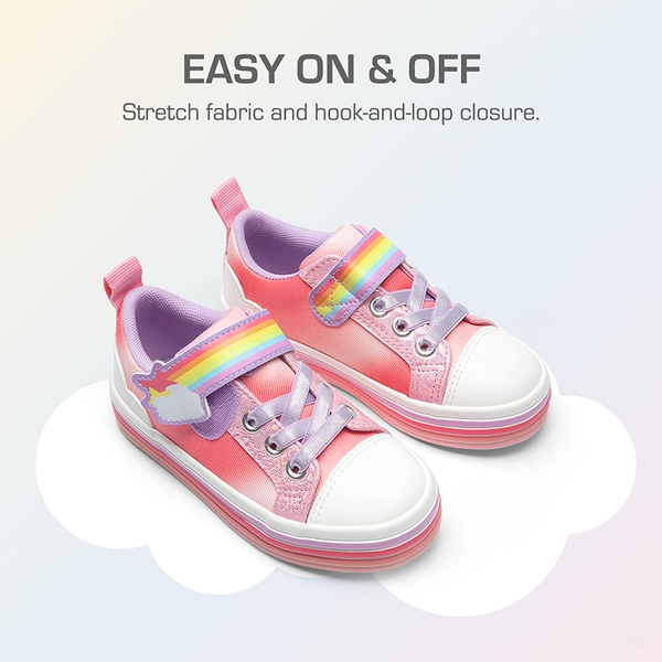 Girls’ Rainbow Ombre Hook-and-Loop Sneakers - RAINBOW/PINK - 2