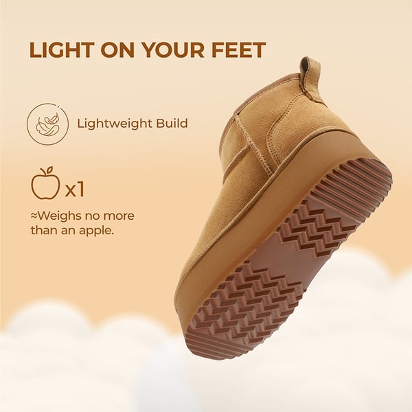 Women’s Suede Faux Fur Warm Winter Snow Boots - CHESTNUT - 6