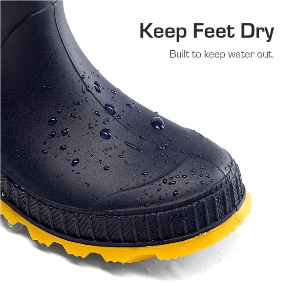 Kids’ Waterproof Slip-On Rain Boots - NAVY/YELLOW - 2