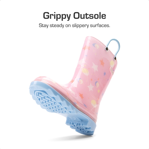 Kids’ Waterproof Handle-Top Rain Boots - PINK - 2