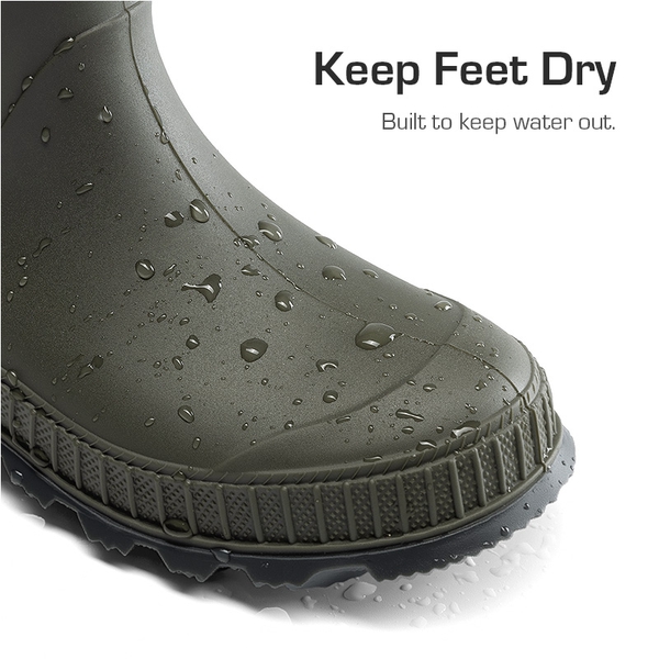 Kids’ Waterproof Slip-On Rain Boots - OLIVE - 2