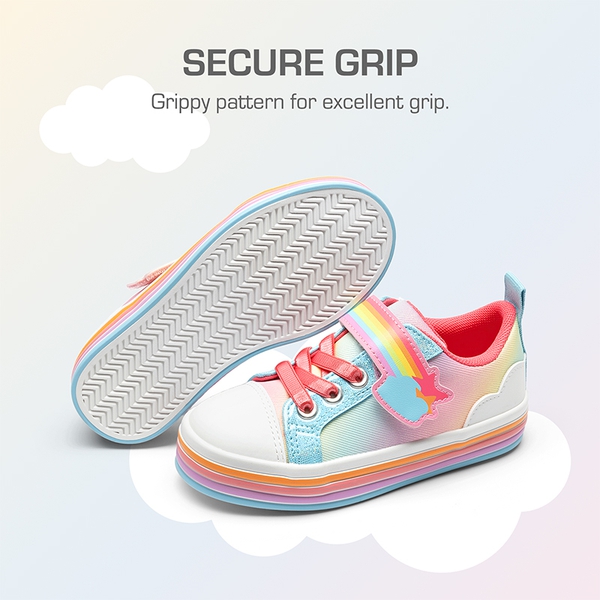Girls’ Rainbow Ombre Hook-and-Loop Sneakers - RAINBOW/BLUE - 4