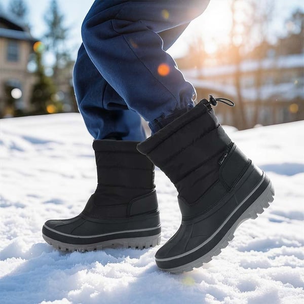 Kids’ Waterproof Slip-On Winter Snow Boots - BLACK - 5