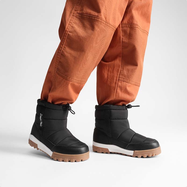 Kids’ Adjustable Drawstring Winter Snow Boots - BLACK - 5