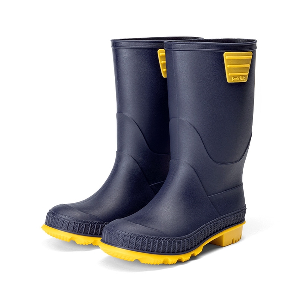 Kids’ Waterproof Slip-On Rain Boots - NAVY/YELLOW -  0