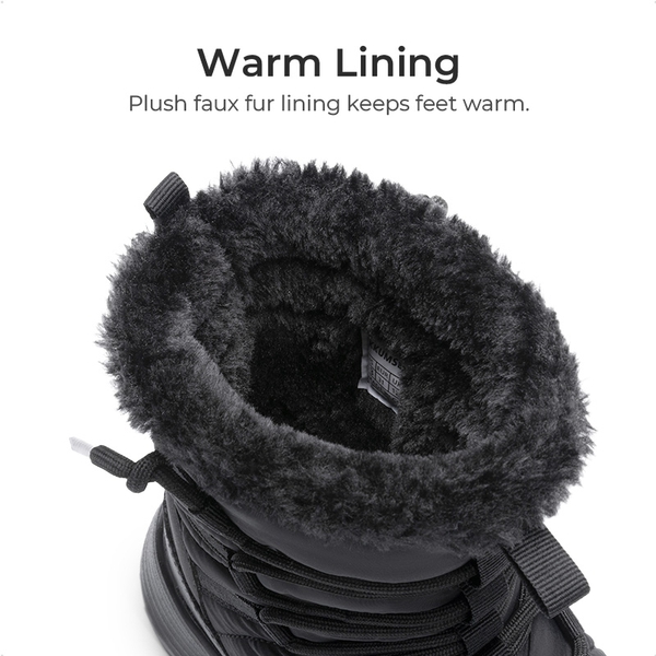 Kids’ Faux Fur Winter Snow Boots - BLACK - 2